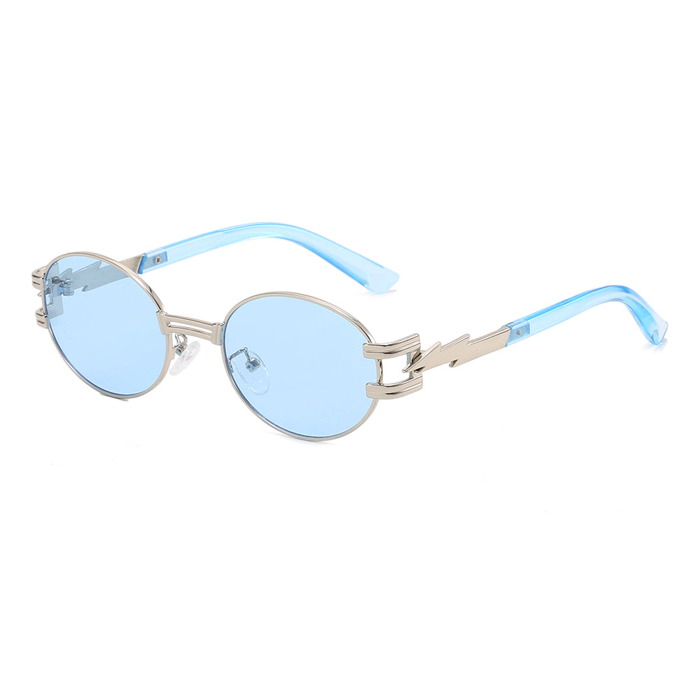 Retro Luxury Metal Steampunk Style Small Oval Sunglasses
