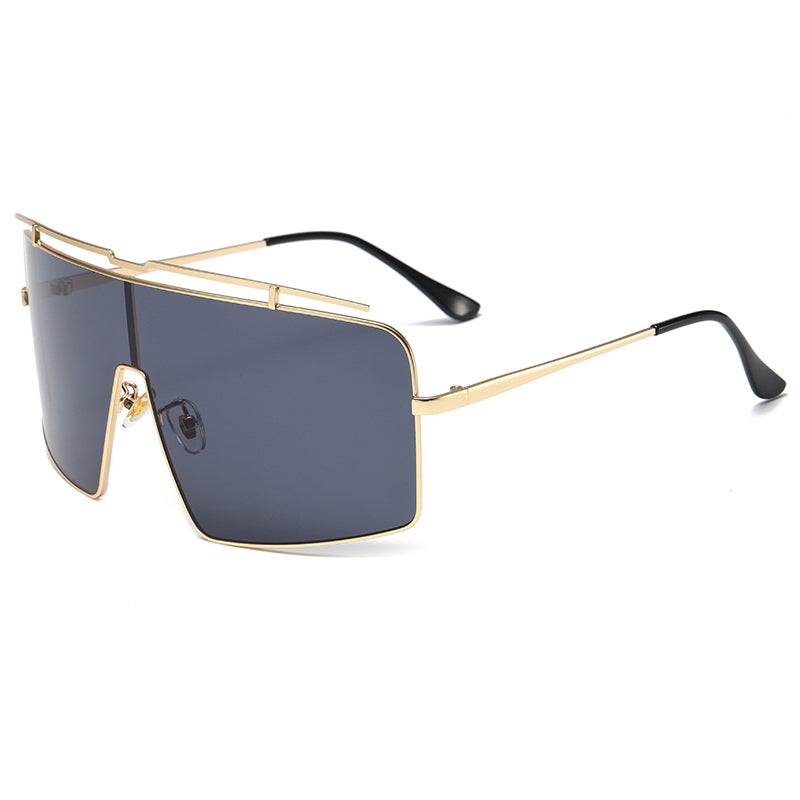 Oversized Metal Flat Top Shades Sunglasses