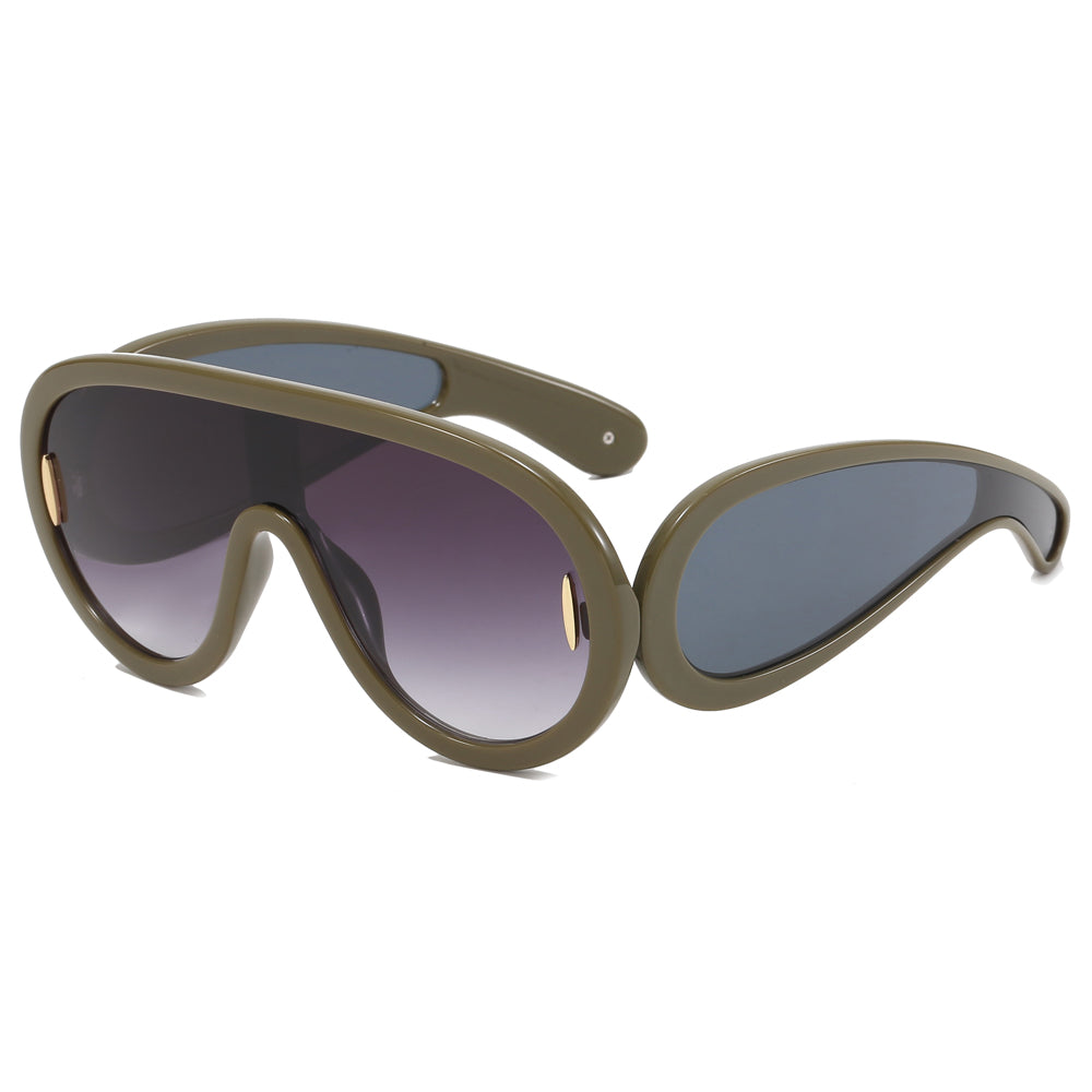 Y2K One Piece Lens Flat Top Oversize Shield Shades Sunglasses