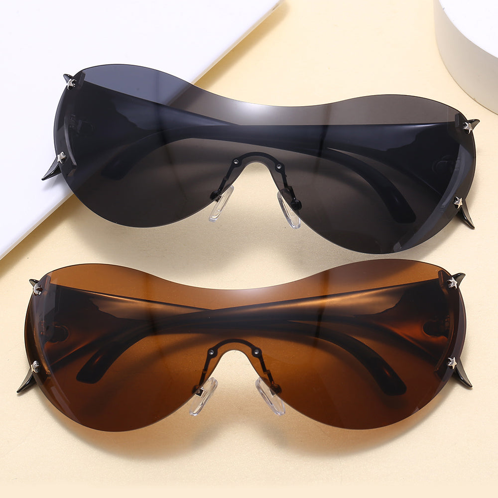 Oversized One-Piece Lens Rimless Y2K Sunglasses