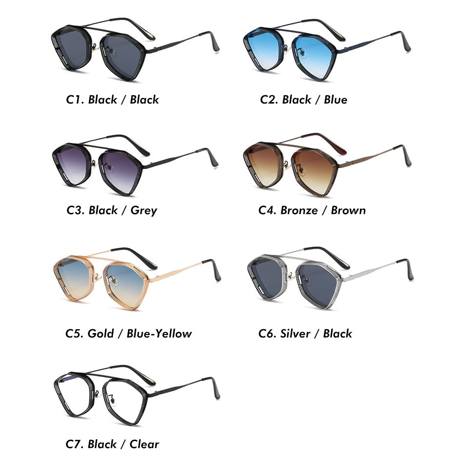 Vintage Metallic Steampunk Polygonal Sunglasses