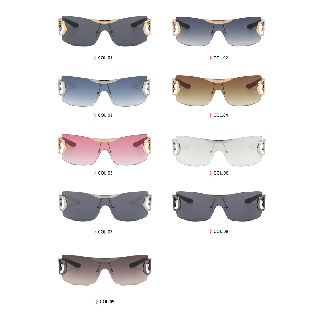 Oversized Rimless One Piece Lens Y2K Sunglasses
