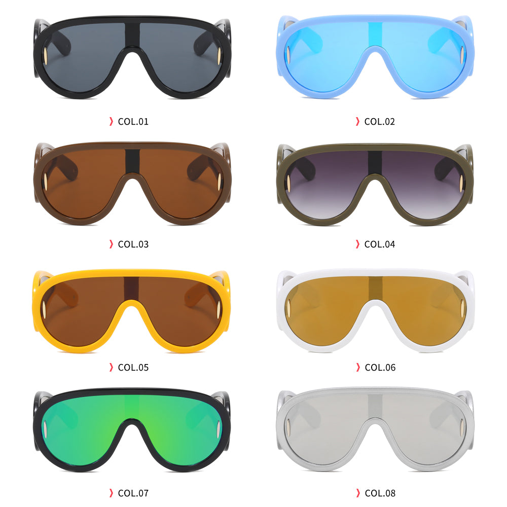 Y2K One Piece Lens Flat Top Oversize Shield Shades Sunglasses