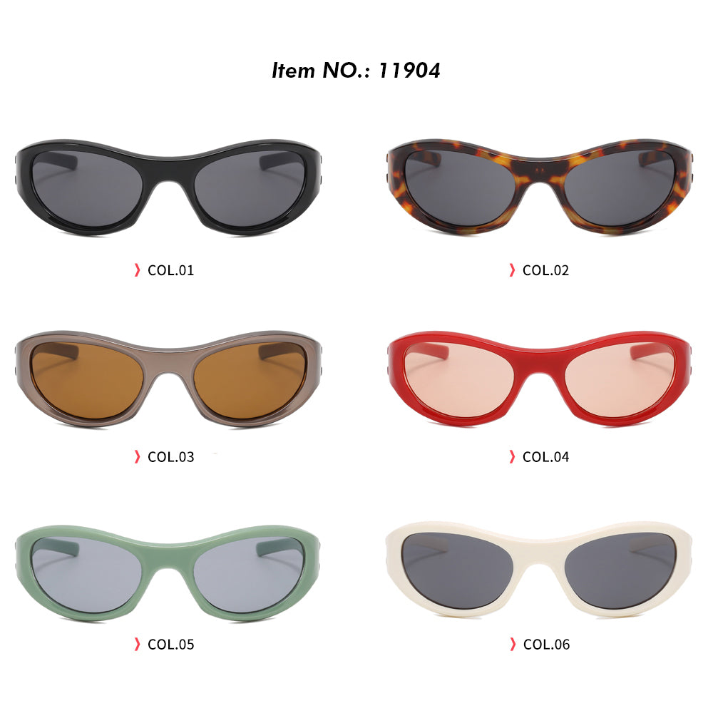 Y2K Wrap Around Rectangle Tinted Slim Sunglasses
