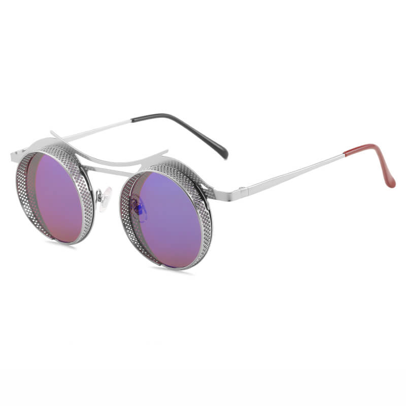 Retro Round Metal Frame Steampunk Sunglasses