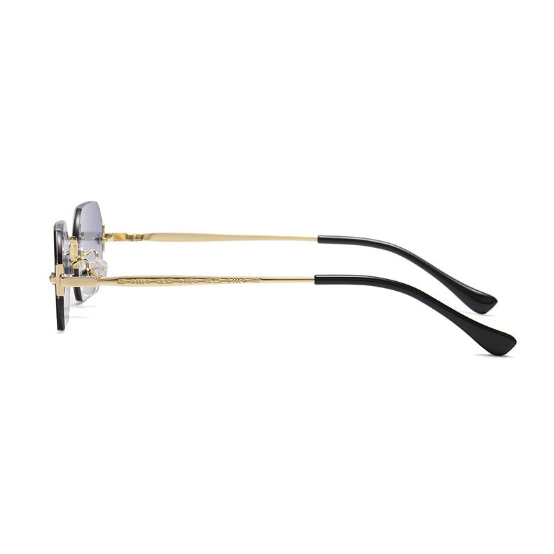 Vintage Rimless Polygon Women Shades Sunglasses