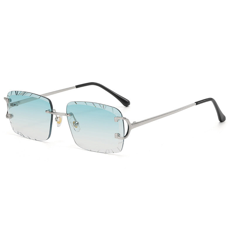 Tinted Diamond Cut Rimless Sunglasses