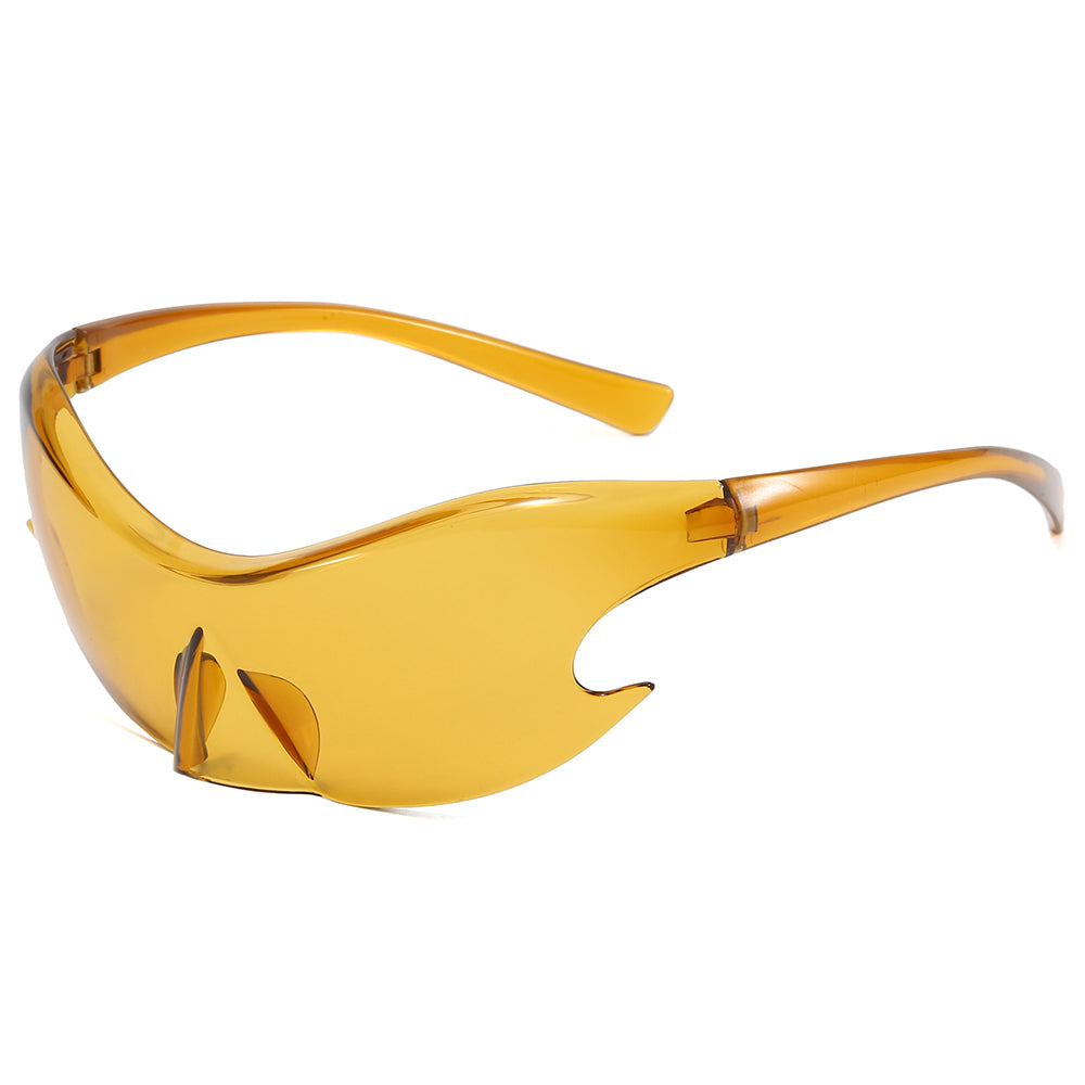 Oversized Rimless Futuristic Mirrored Sleek Sporty Y2K Sunglasses