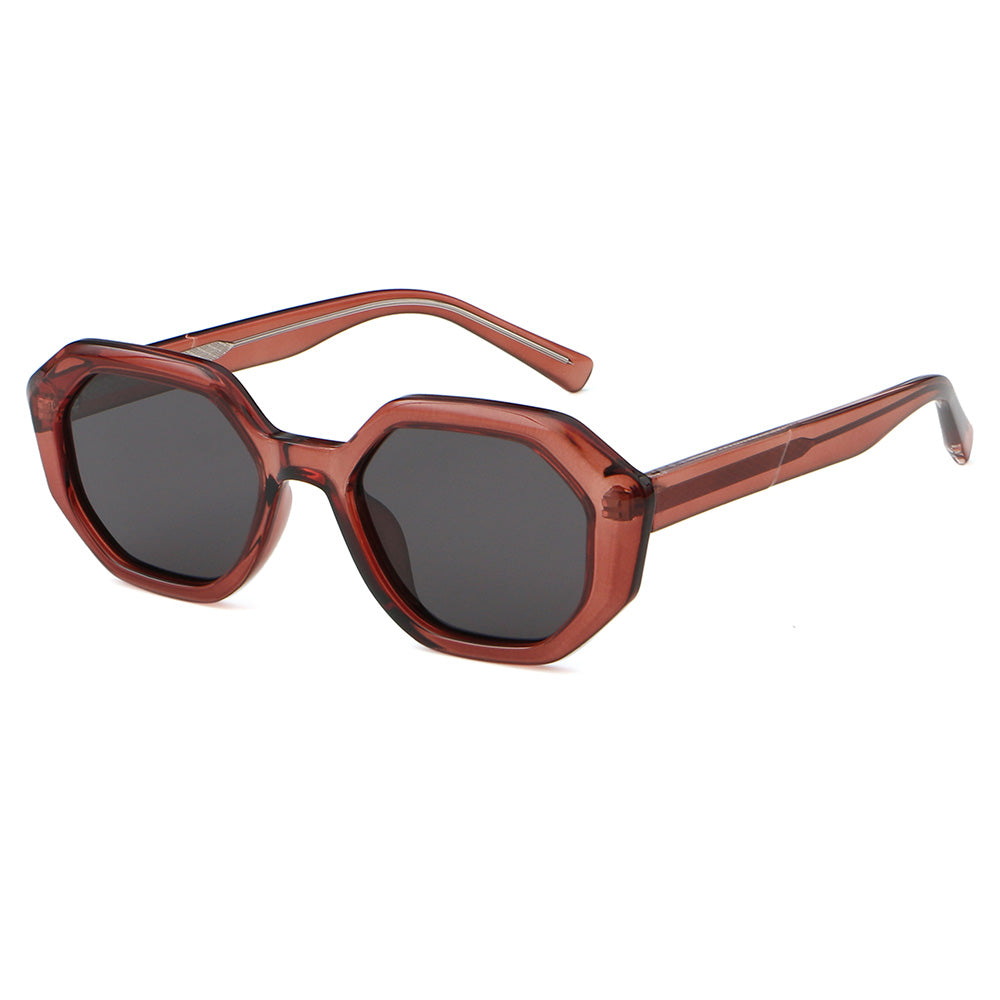 Women Small Polygon Tinted Reinforced Wire-Core Temples Sunglasses