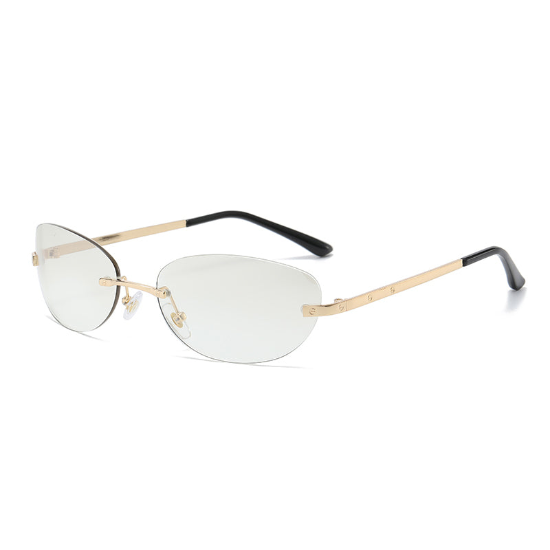 Fashion Small Oval Rimless Sunglasses