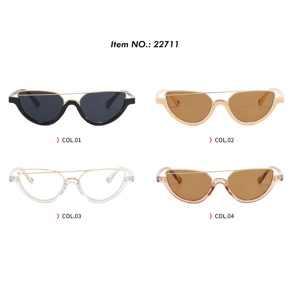 Women Half Frame Shades Small Cat Eye Sunglasses