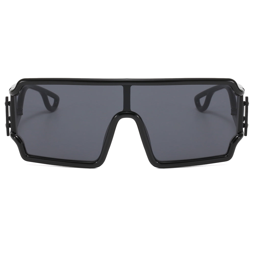 Flat Top One Piece Lens Men Women UV400 Oversize Sunglasses