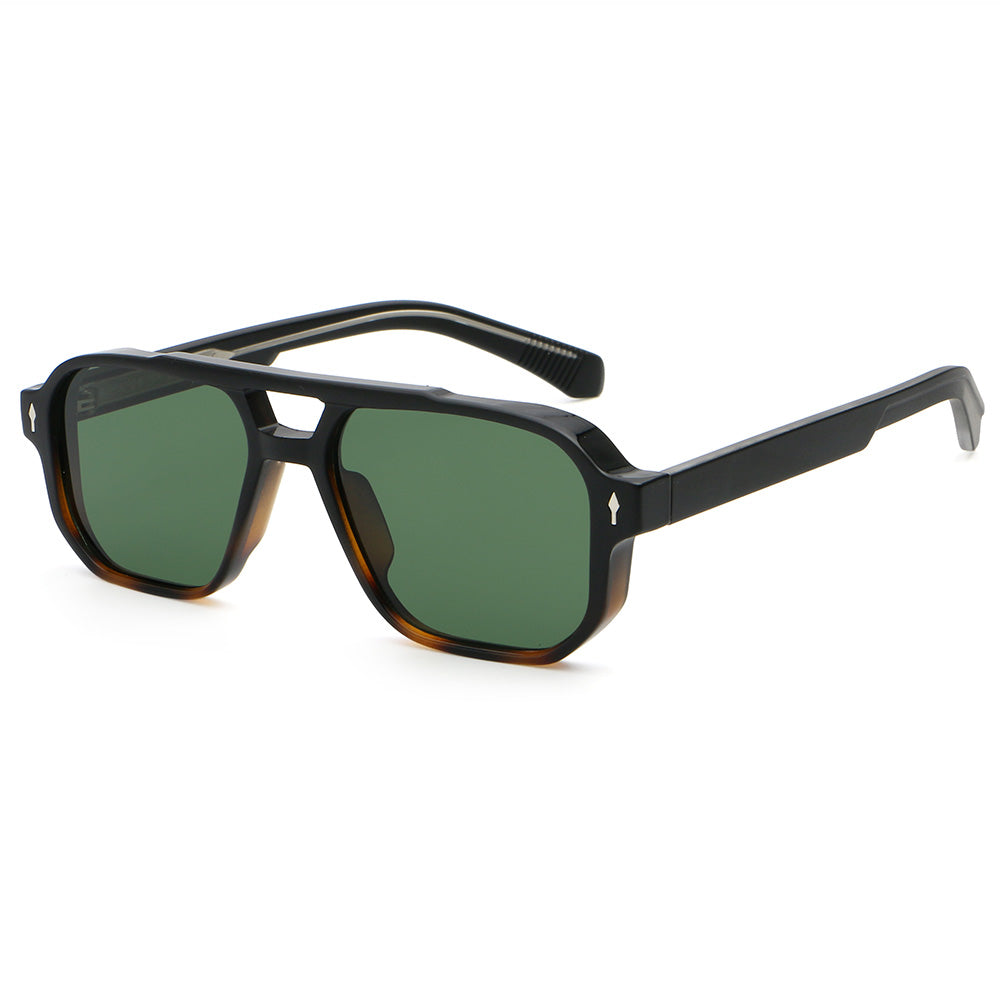 Double Bridge Flat Top Pilot Square Sunglasses