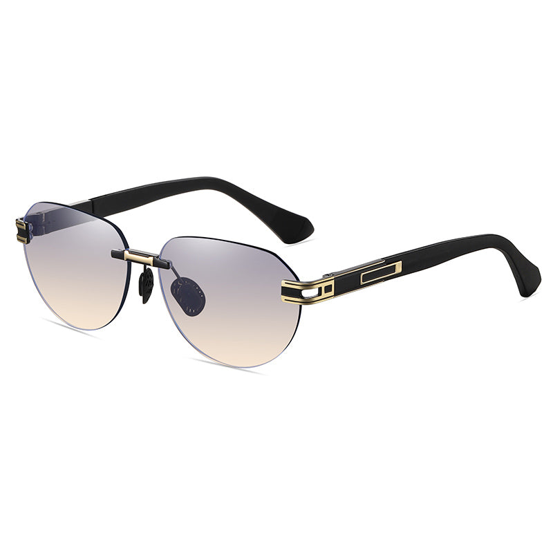 Men's Gradient Oval Rimless Sunglasses