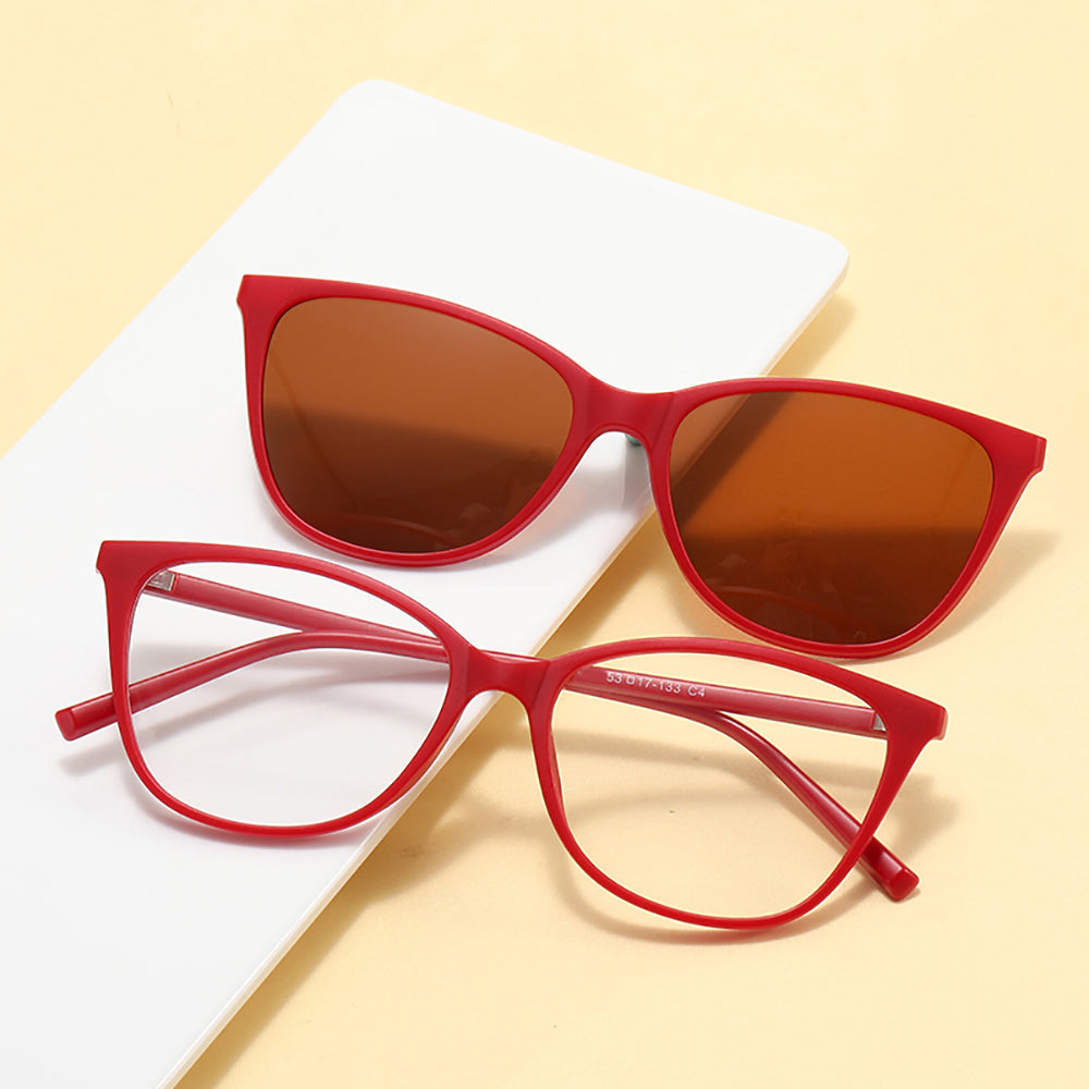 Cat Eye Anti-blue light Polarized Clip On Sunglasses