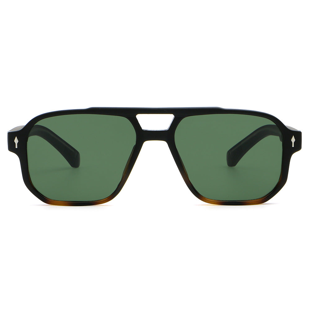 Double Bridge Flat Top Pilot Square Sunglasses