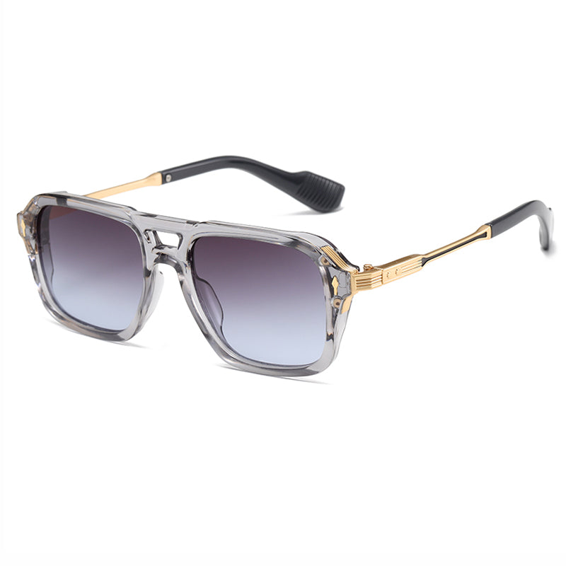 Double Bridge Flat Top Large Square Pilot Gradient Sunglasses