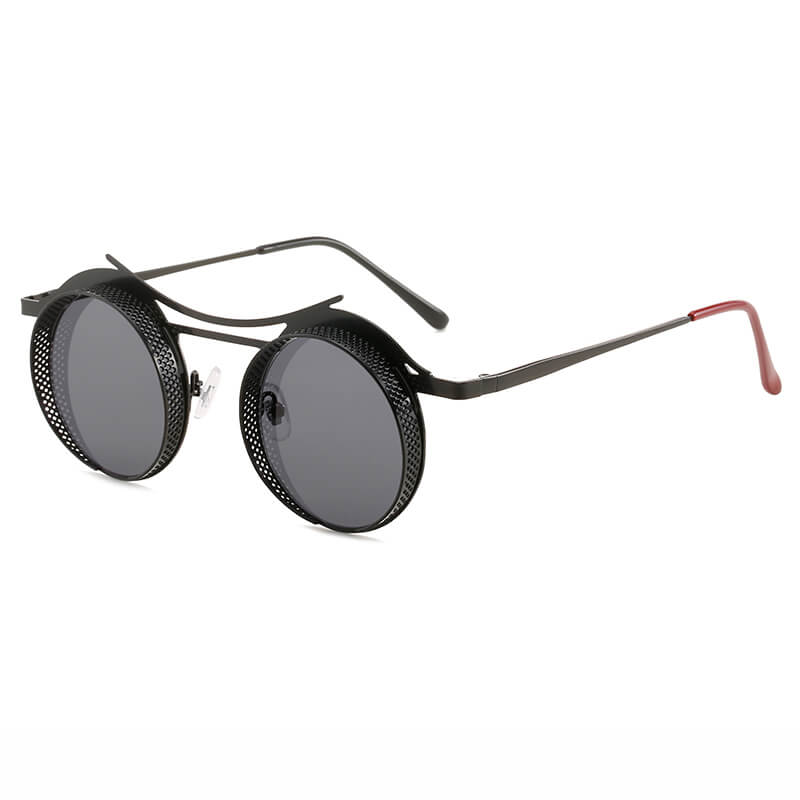 Retro Round Metal Frame Steampunk Sunglasses