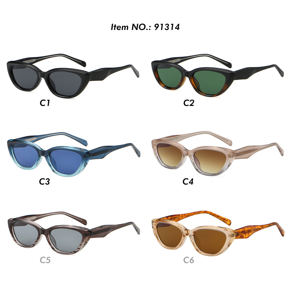 Cat Eye Women Triangle Reinforced Wire-Core Temples Sunglasses
