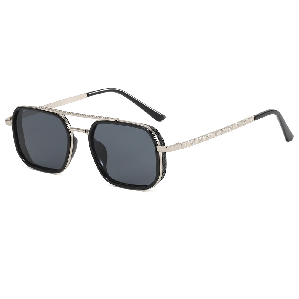 Metal Frame Steampunk Gradient Double Bridge Pilot Shades Sunglasses