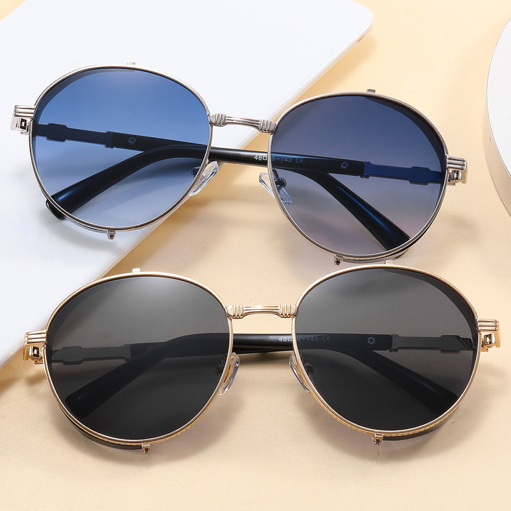 Round Metal Steampunk Sunglasses