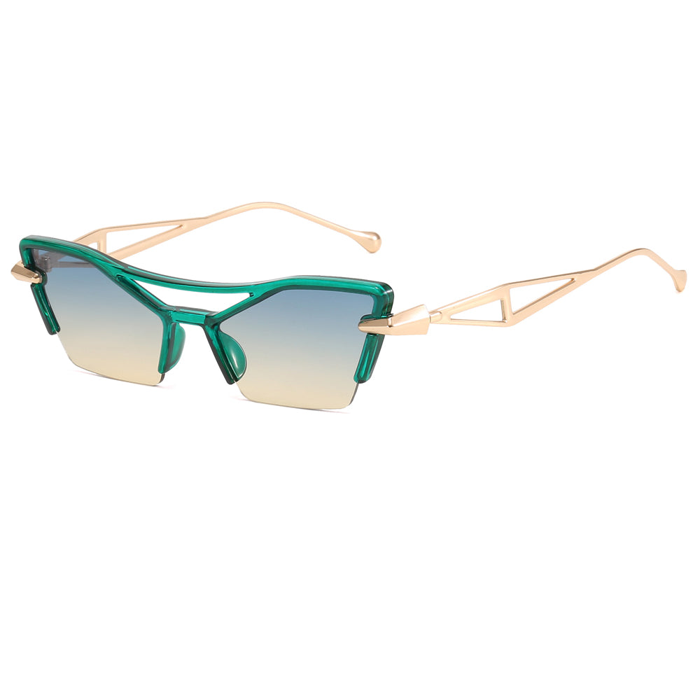 Cat Eye Half Frame Women Shades Sunglasses