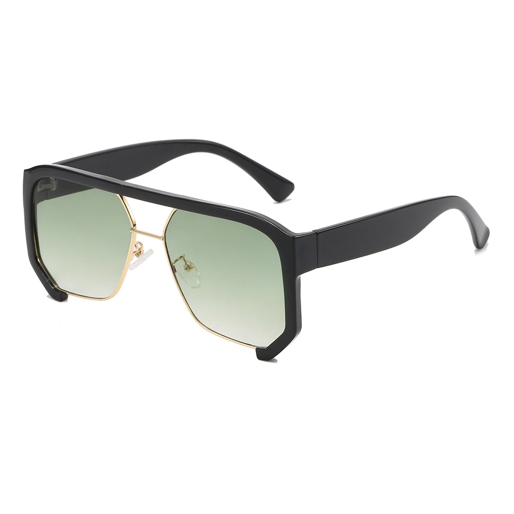 Oversized Square Flat Top Half Frame Sunglasses
