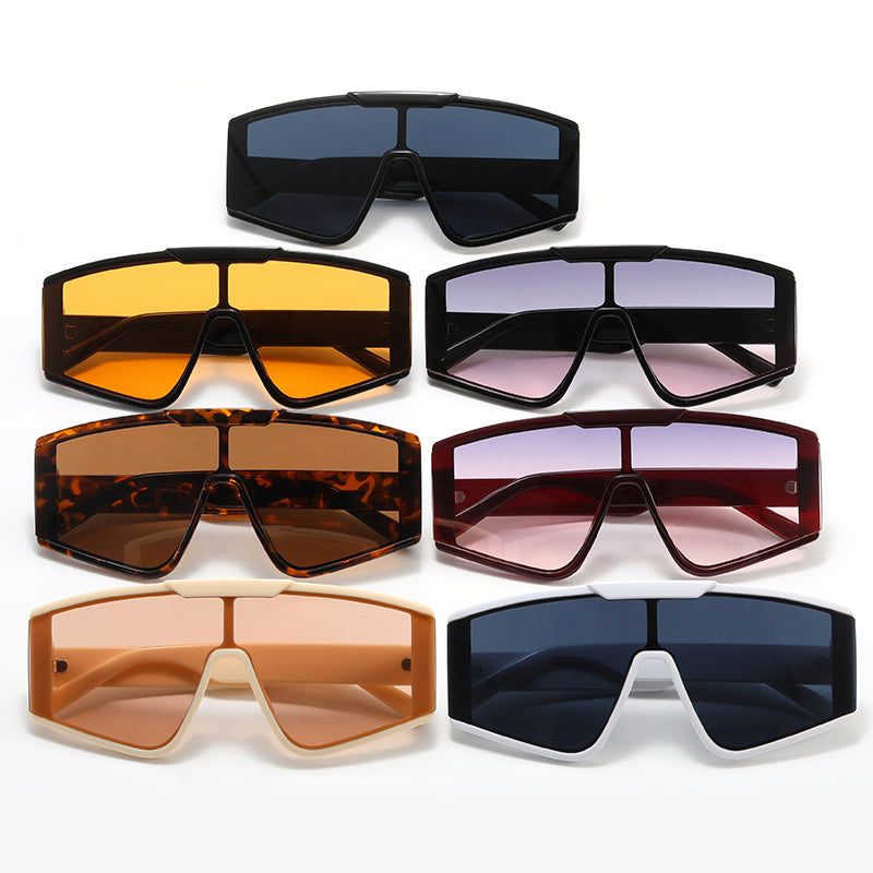 Flat Top One Piece Lens Oversize Sunglasses