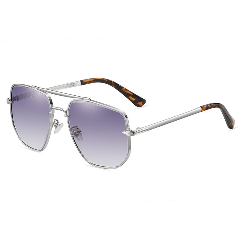 Square Metal Frame Flat Top Gradient Sunglasses