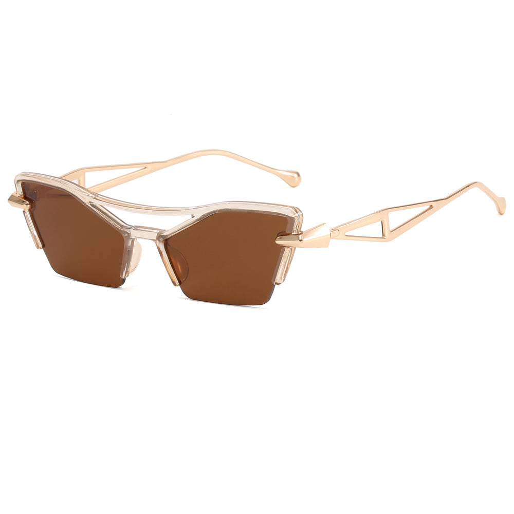 Cat Eye Half Frame Women Shades Sunglasses
