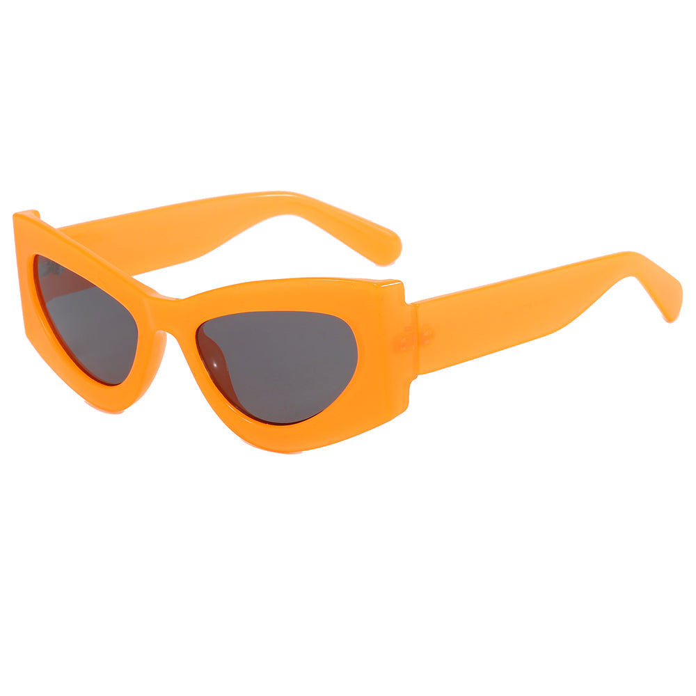 Y2K Cat Eye Women Small Oval Jelly Color Wide Frame Sunglasses