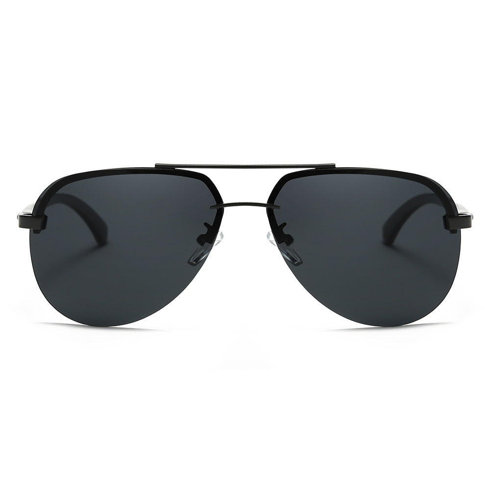 Polarized Rimless Pilot Style Driving Sunglasses