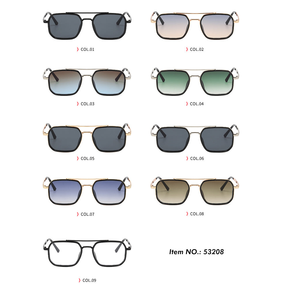 Metal Frame Steampunk Gradient Double Bridge Pilot Shades Sunglasses
