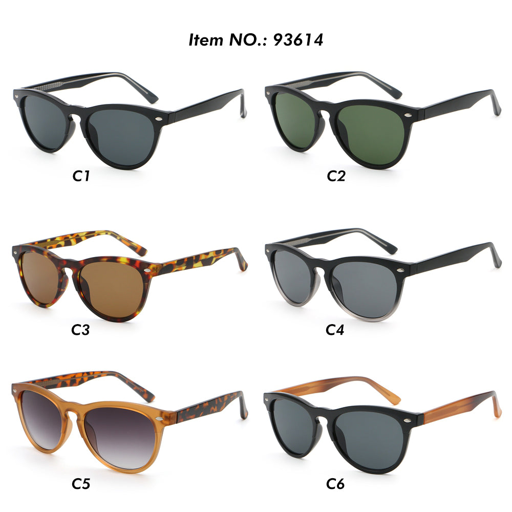 Classic Round Cat Eye Reinforced Wire-Core Temples Sunglasses