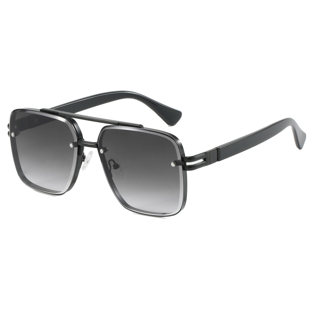 Metal Frame UV400 Gradient Double Bridge Pilot Shades Sunglasses