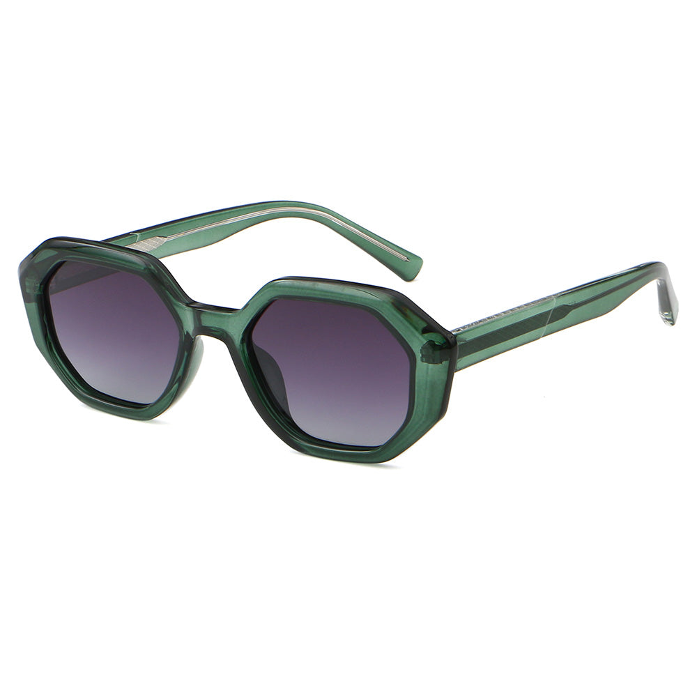 Women Small Polygon Tinted Reinforced Wire-Core Temples Sunglasses