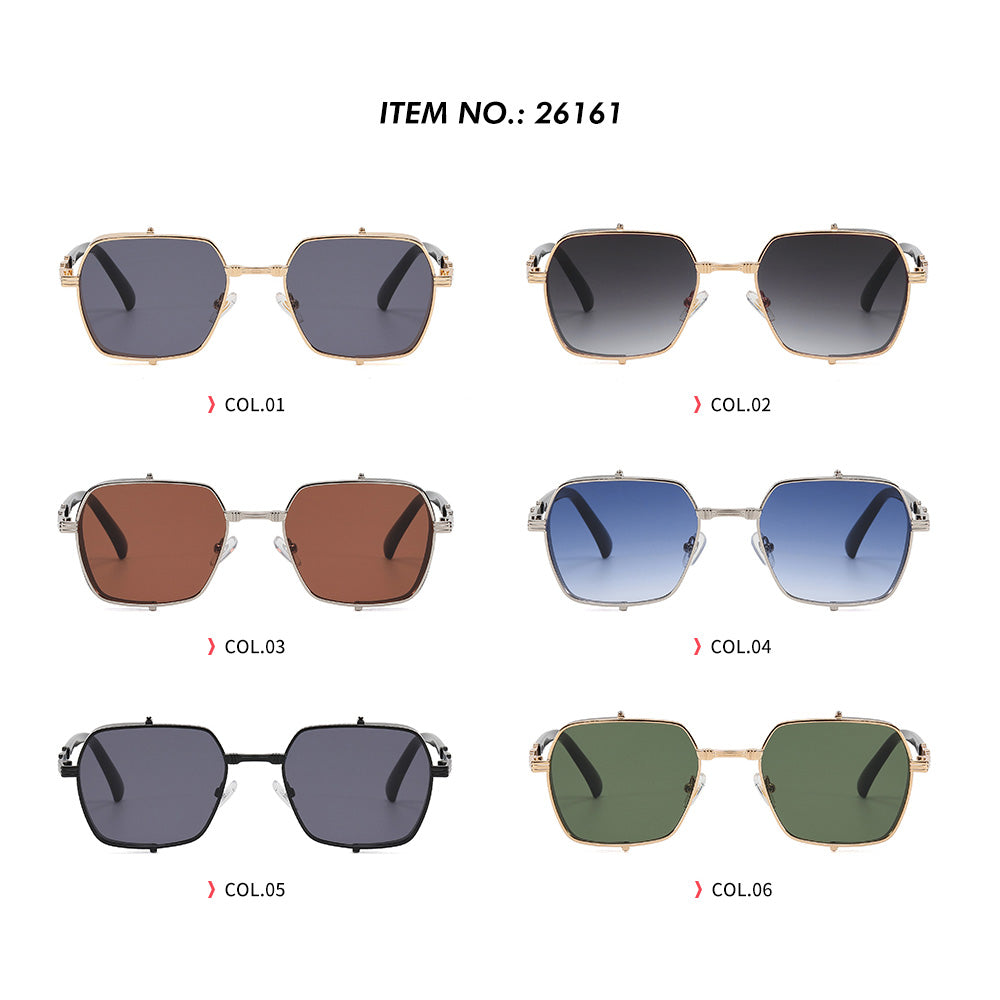 Men Steampunk Gradient Metal Shades Sunglasses
