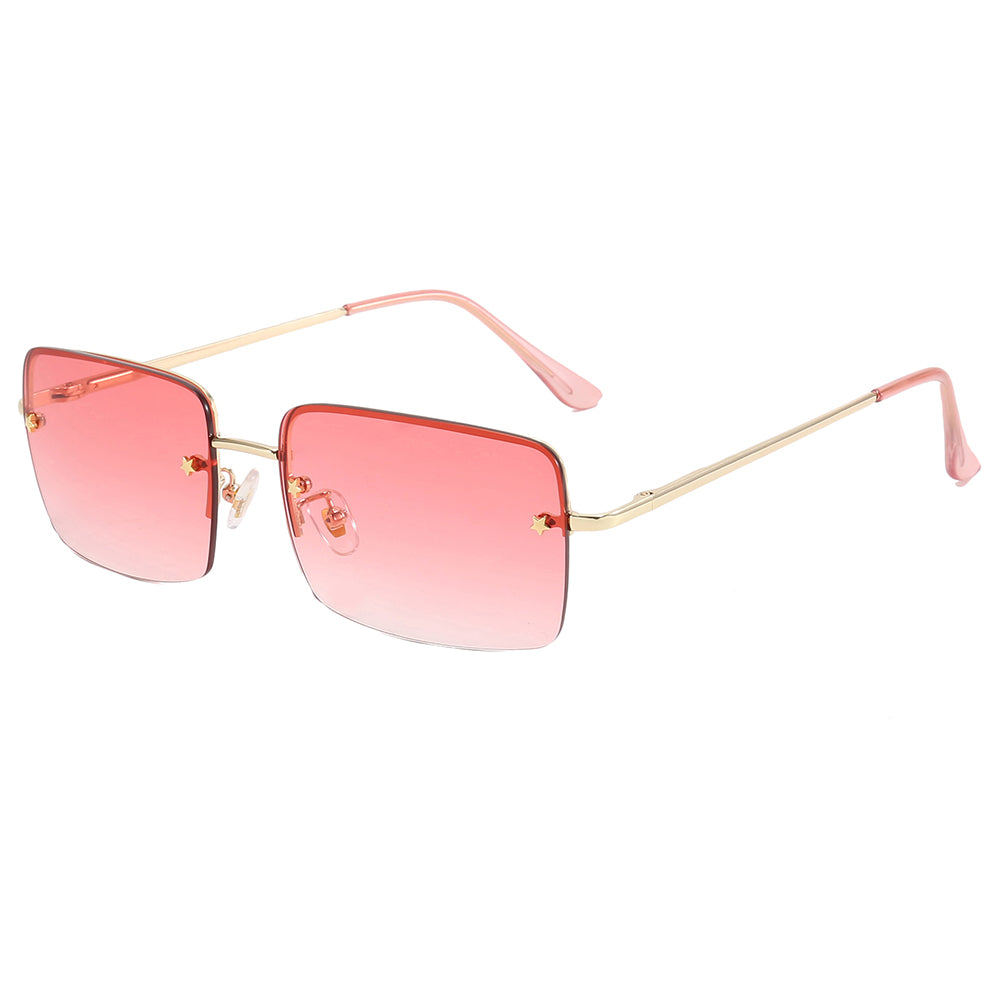 Retro Rectangle Rimless Gradient Outdoor Vacation Sunglasses