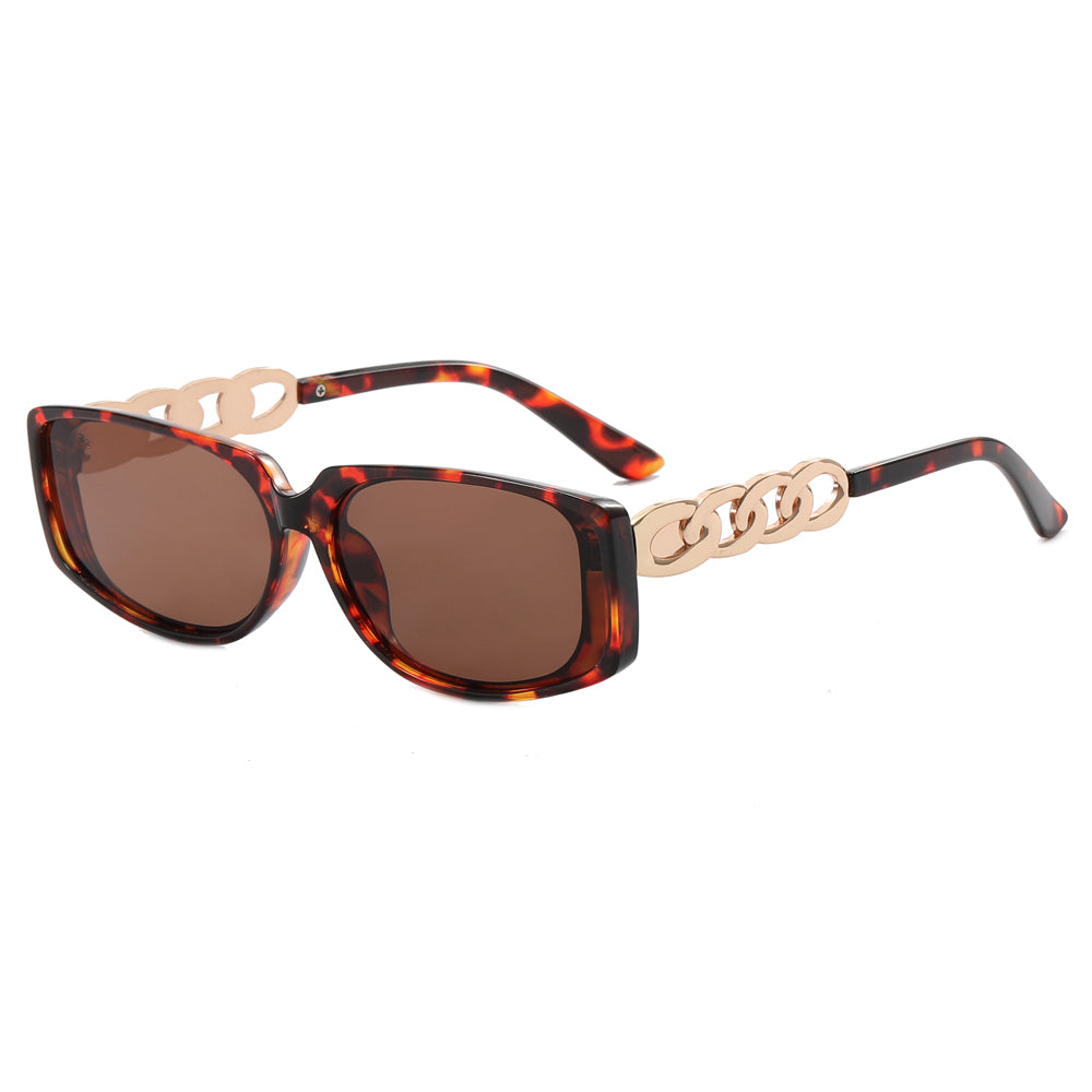 Rectangle women Metal Chain Shades Sunglasses