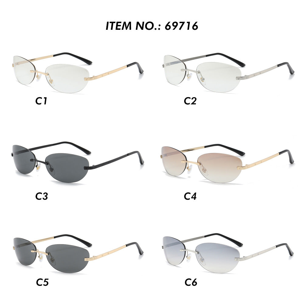 Fashion Small Oval Rimless Sunglasses