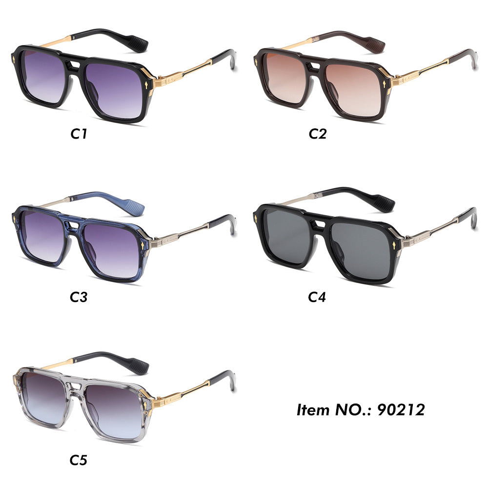 Double Bridge Flat Top Large Square Pilot Gradient Sunglasses