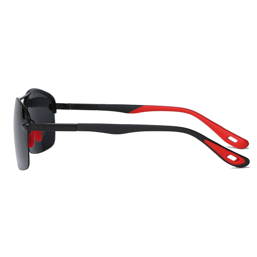 Polarized Men's Semi-Rimless Photochromic Sunglasses