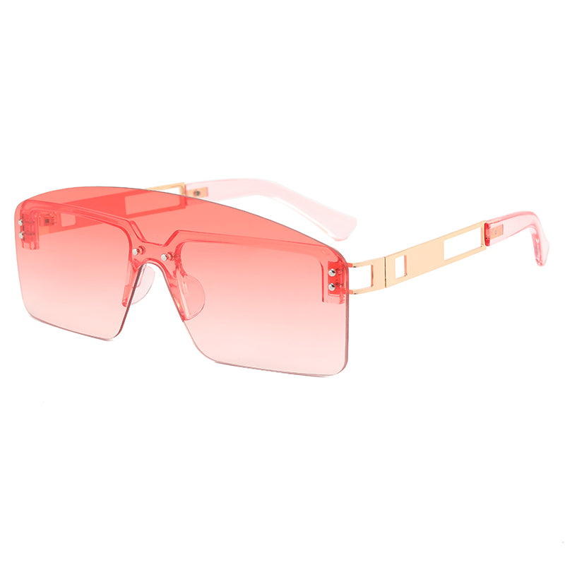 One Piece Tinted Lens Rimless Sunglasses