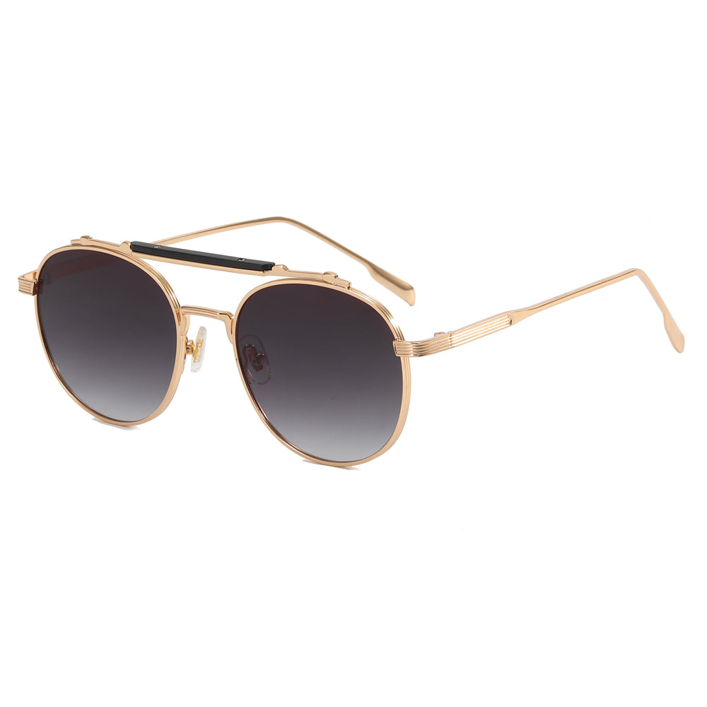 Retro Round Flat Top Metal Sunglasses