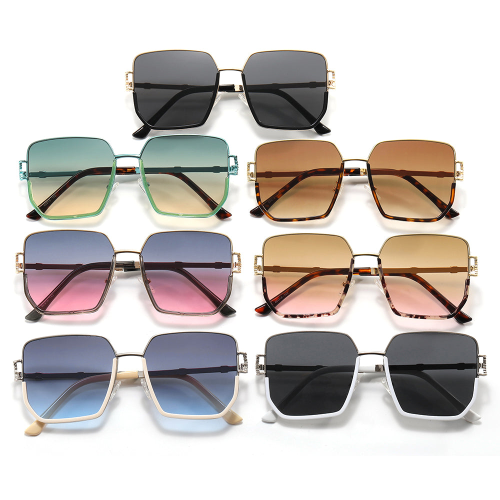Oversized Shades Metal Frame Square Sunglasses
