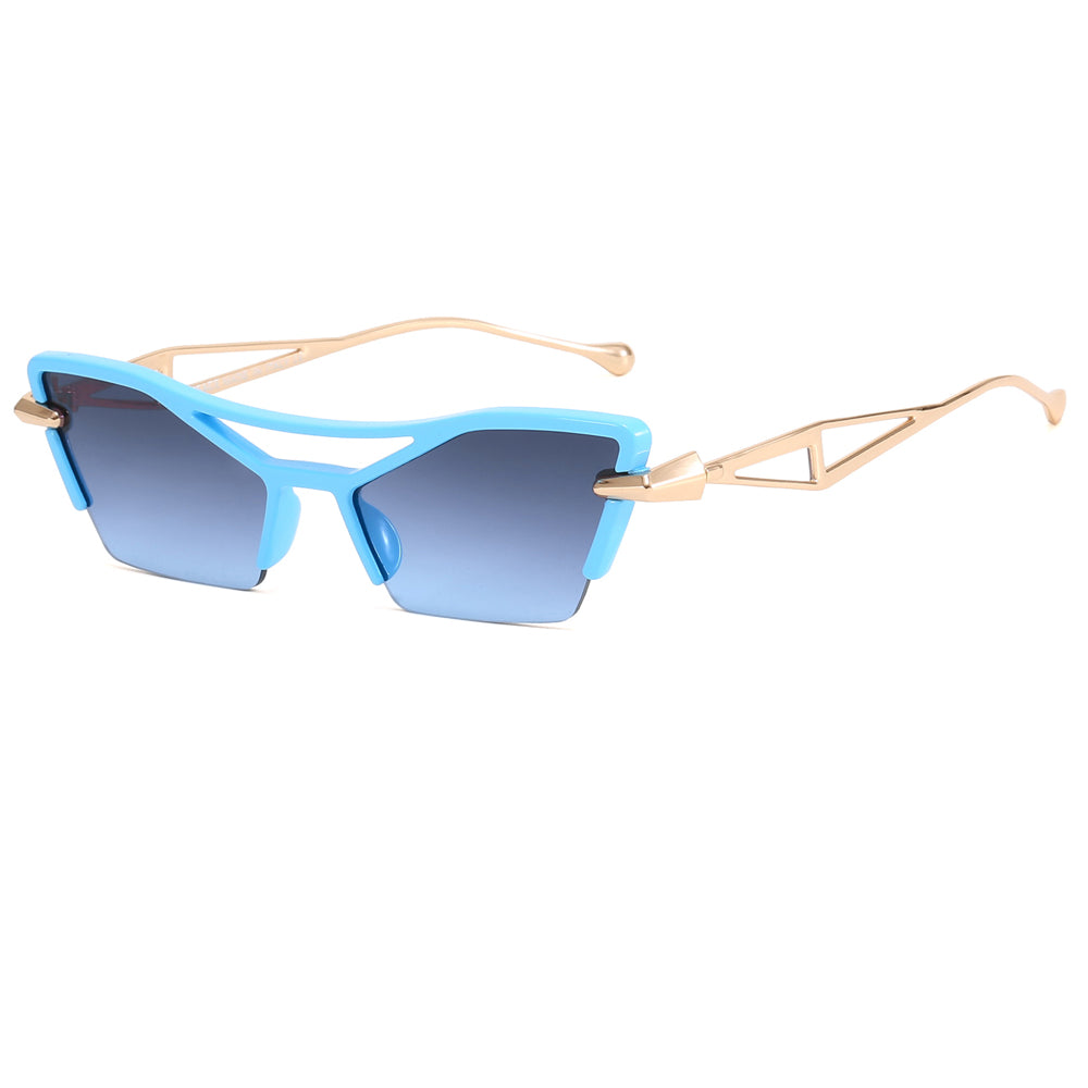 Cat Eye Half Frame Women Shades Sunglasses