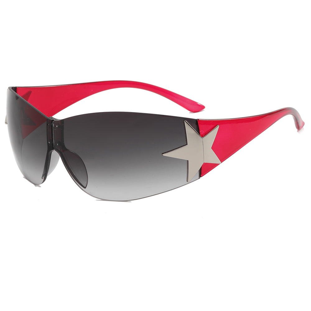 Rimless Shield Y2K Star Sunglasses