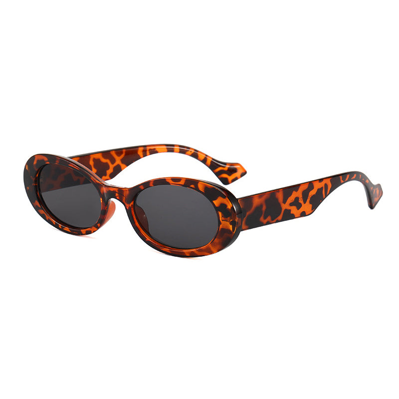 Retro Small Oval Thick Rimmed Sunglasses