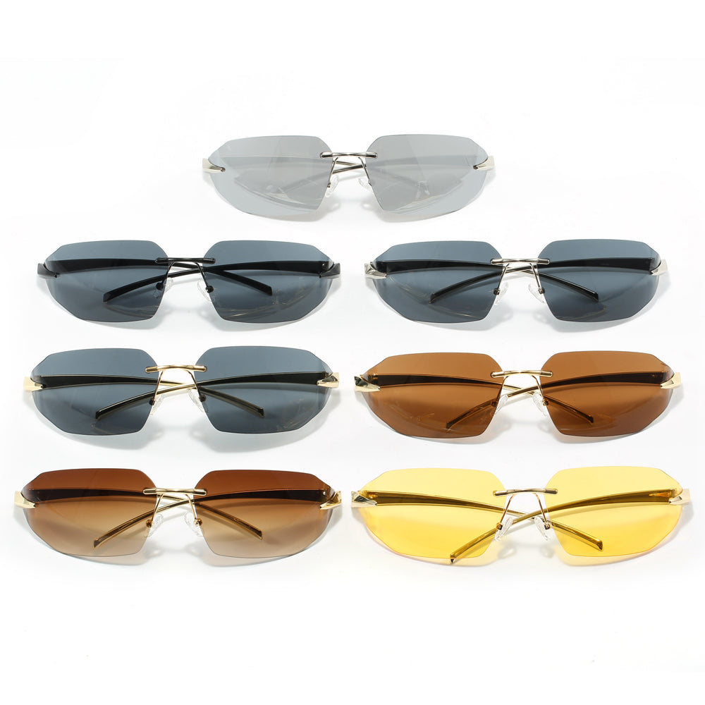 Y2K New Trendy Rimless rect-oval shape Sunglasses