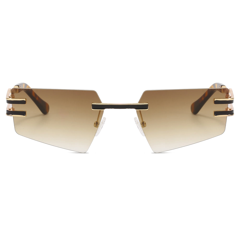 Metal Pentagon Rectangle Rimless Sunglasses